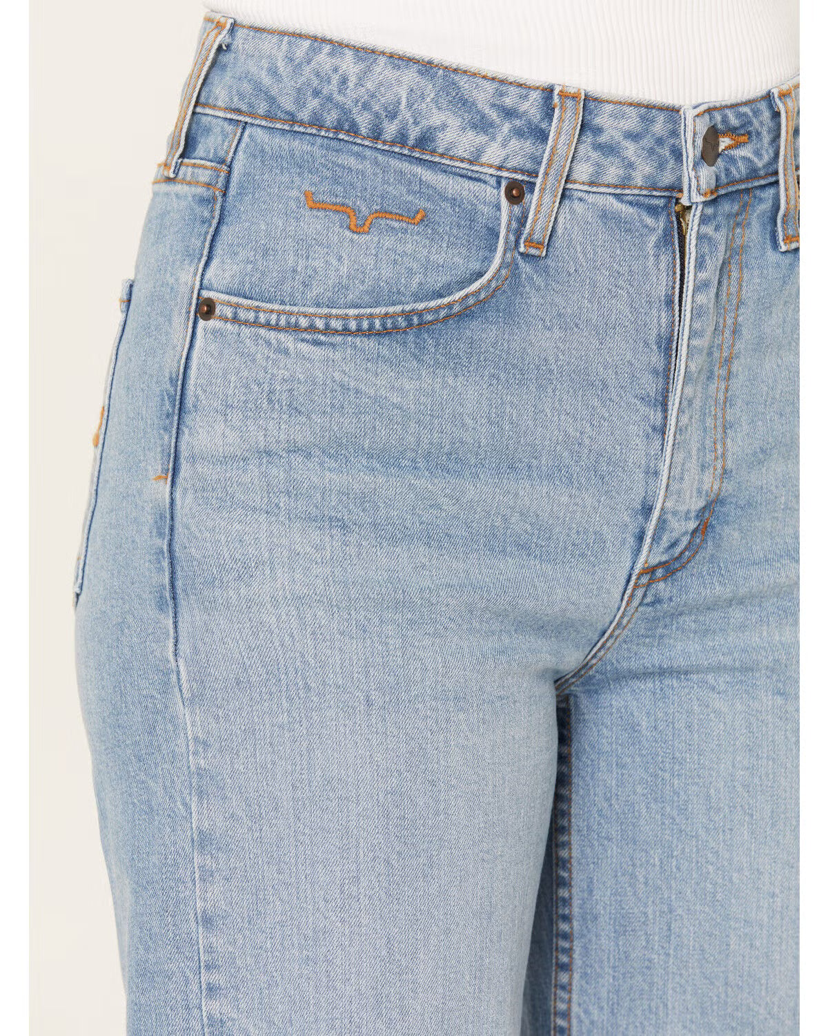 Light Wash High Rise Wide Leg Five Pocket Denim Jeans