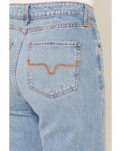 Light Wash High Rise Wide Leg Five Pocket Denim Jeans