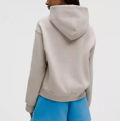 Cropped SuperLoft Double Brushed Cotton Blend Pullover Hoodie
